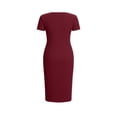 thumbnail image 6 of FRSASU Women's Dress Summer Bodycon Casual Short Sleeve Square Neck Side Slit Knit Beach Long Dresses Wine, 6 of 9