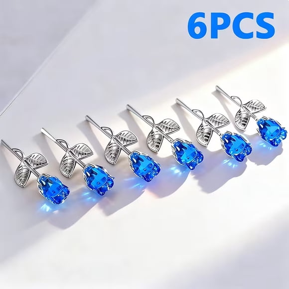 6 rosas de cristal en miniatura | Un regalo romántico | Perfecto for madres, esposas y novias | Imprescindible for bodas, San Valentín y el Día de la Madre