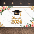 thumbnail image 6 of Gold Stars Graduation Banner Graduation Cap Class of 2026 Backdrop Diploma Black Tassel Grad Party Background for Graduation Party Class of 2026 Celebration Commencement Ceremony, 6 of 9