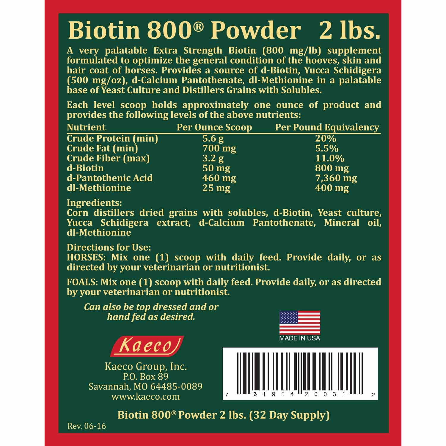 Biotin 800 Powder with Yucca