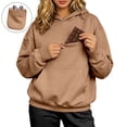 thumbnail image 2 of Xijirk Women Hoodies for Women Oversized Pullover Sweatshirt with Hidden Earphone Pocket for Daily Casual Wear,Coffee,M, 2 of 7