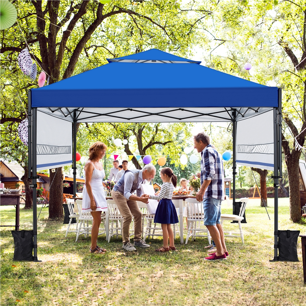 Renwick 10 × 17 ft Pop-up Canopy Tent w/ Side Awnings and One-handed Setup, Blue