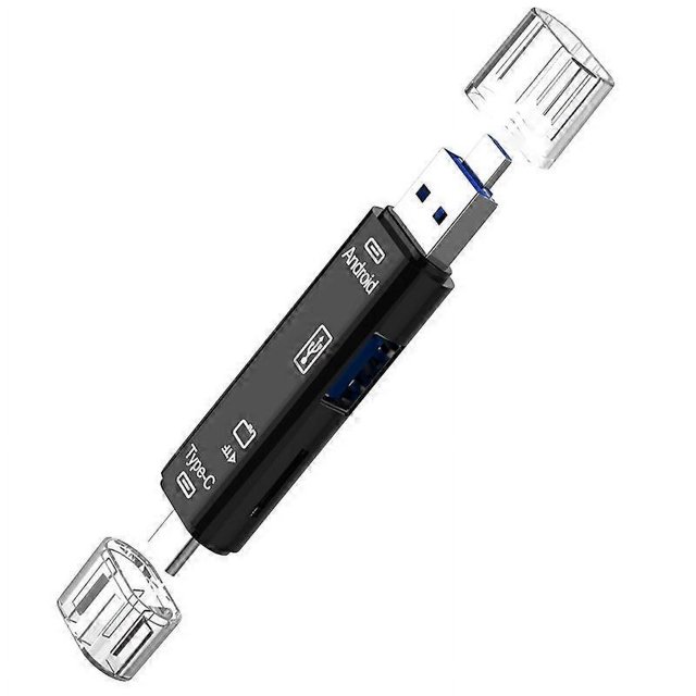 Lector de Tarjetas OTG TYPE-C 5 en 1 shaofei Multifuncional Negro
