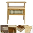 thumbnail image 3 of Wildnix Rattan Nightstand with Large Drawer and Open Shelf, Bamboo Frame, Natural Finish, Spacious Top for Books, Lamps, and Decor, Ideal for Bedroom, 3 of 6