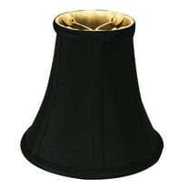 Royal Designs True Bell Basic Lamp Shade, Round Clip Fitter, Black with Gold, 4" x 8" x 7"