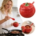 thumbnail image 2 of FEISHENTT Sugar Bowl Tomato Ceramic Spice Jar Storage Jar with Spoon Tomato Shaped Ceramic Jar With Spoon Airtight Kitchen Seasoning Storage Container, 2 of 7