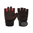 thumbnail image 2 of CxhicLuv Black-Red Half Finger Gloves, 6.9×4.1×0.8 Inch, Non-Slip, Breathable, Durable, Ideal for Gyms, Cycling, Polyester & Silicone-Palm, Suitable for Men, Women, Red, 2 of 7