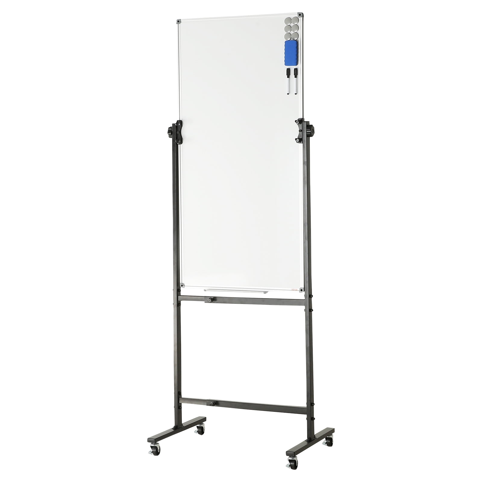 Double-sided Magnetic Mobile Whiteboard with Stand, Height-adjustable &  Lockable Wheels, 48 x 36