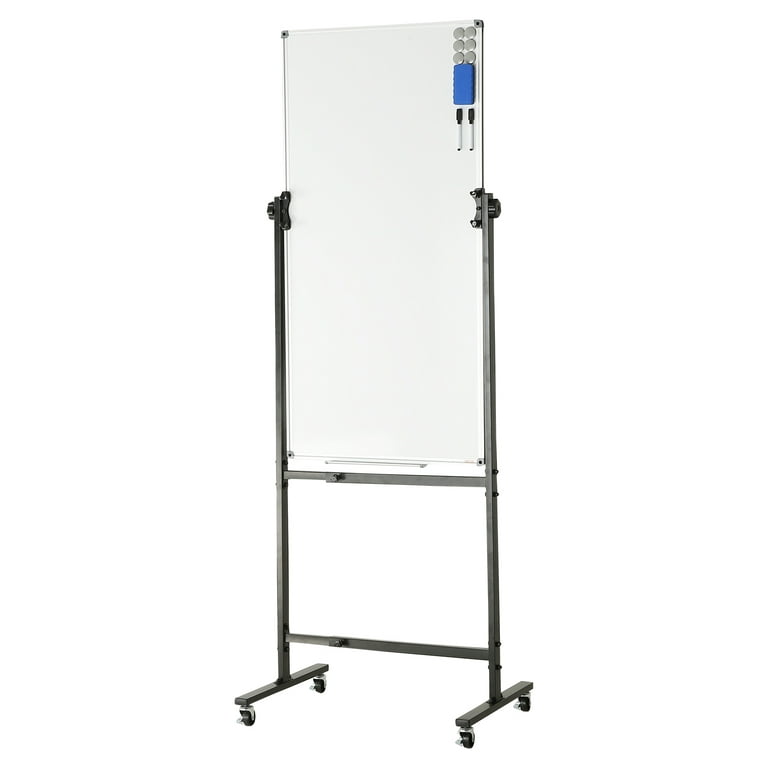Reversible Mobile Projectionable-Magnetic Free Standing Porcelain on Steel  Dry Erase Whiteboard surface Double-Sided 48 x 72 (4' x 6') Mobile  Whiteboard on Wheels
