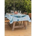 thumbnail image 3 of Outdoor Tablecloth with Umbrella Hole for Patio/Picnic/Party/Camping, Light Blue Space Rocket Waterproof Table Cloth Rectangle Table Cover Washable, Modena Abstract Universe Planet (52"x 70"), 3 of 8