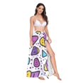 thumbnail image 2 of FORMRS Womens Long Sarong Beach Wrap Semi-Sheer Bikini Skirt Bathing Swimsuit Cover Up, Purple Retro Pattern, 2 of 7