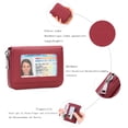thumbnail image 4 of Rawiri Tarjetero para tarjetas de crédito para hombre y mujer, llavero con protección RFID, estuche con cremallera, color rojo oscuro, compacto, clásico, 4 of 5