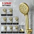 thumbnail image 6 of sumerain Brushed Gold Bathroom Shower System with 9 Spray Modes Rainfall Shower Head and Filtered Handheld Shower, Rough-In Valve and Trim Included, 6 of 12