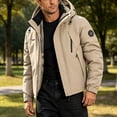 thumbnail image 6 of Mens Insulated Winter Jacket Snow Coat Windproof Thermal Hooded Windbreaker Coat for Outdoor Hiking Camping with Zip Pockets, Khaki, XL, 6 of 10