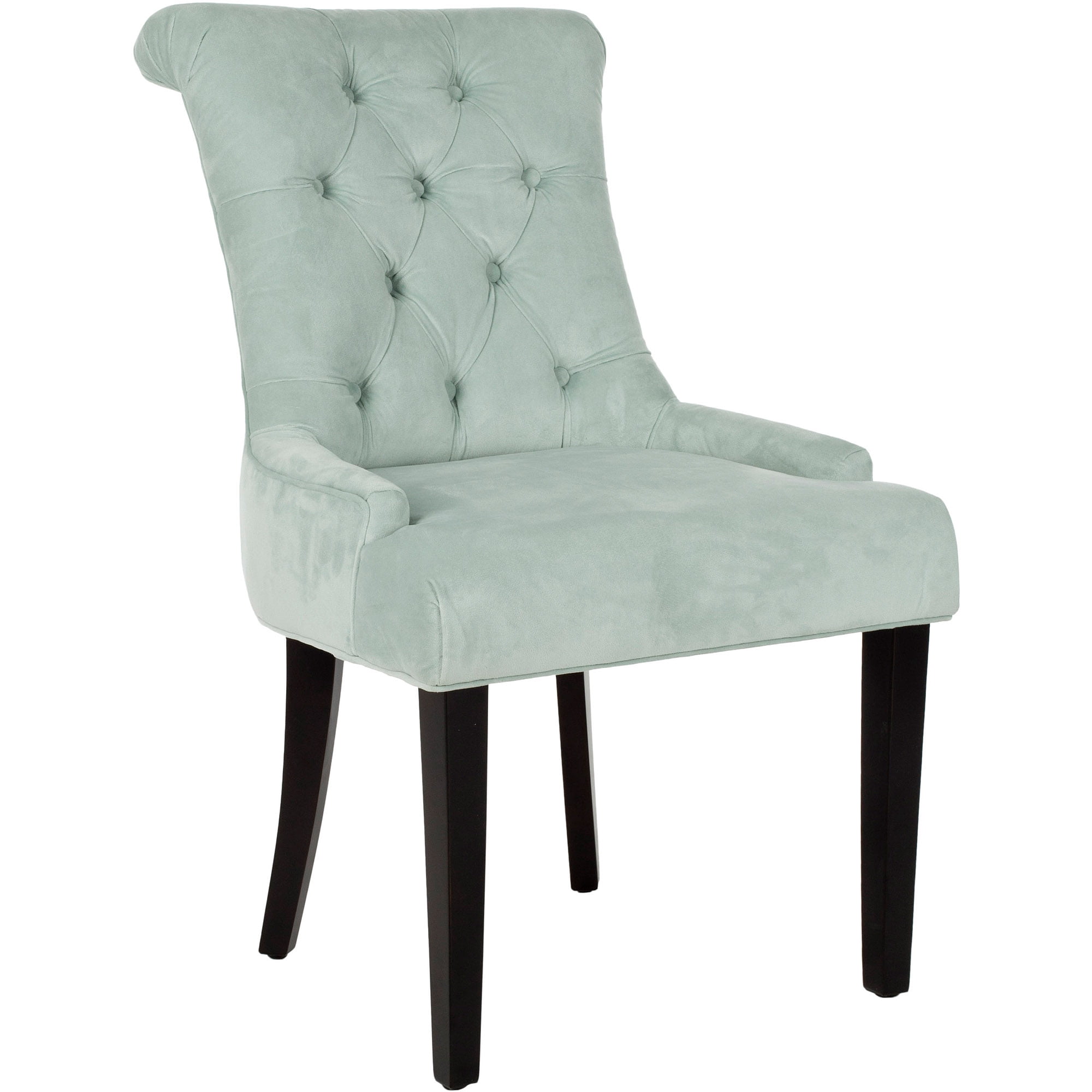 SAFAVIEH Bowie 20" H Tufted Side Chair, Light Blue/Espresso, Set of 2