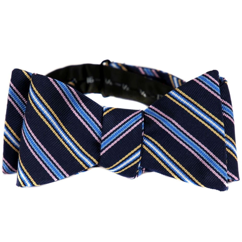 BuyYourTies Mens Aficionado Self Tie Bow Tie Navy Yellow