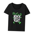 thumbnail image 3 of Camiseta de verano con cuello redondo y cuello redondo para mujer, para uso diario, deportes para caminar SG, 3 of 7