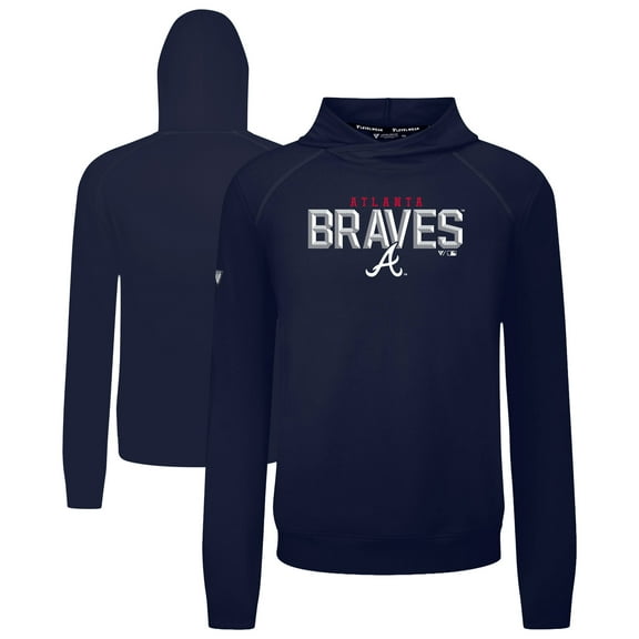 Men's Levelwear  Navy Atlanta Braves Mandate Carve Tri-Blend Hoodie