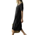 thumbnail image 4 of Dvprdro Crewneck Short Sleeve Side Drawstring Tie Hem Side Pockets Loose A Line Maxi Dress for Women 2026 Summer Beach Casual Solid, 4 of 7