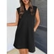 thumbnail image 3 of Vestido MEROKEETY 2025, verano, manga corta, cuello en V, holgado, negro, 3 of 8