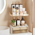 thumbnail image 1 of Delamu 2-Tier 2-Drawer Bathroom Organizer Countertop, Multi-Purpose Makeup Organizer Countertop, Large Skincare Organizers, Bedroom Vanity Organizer, Amber, 1 of 7