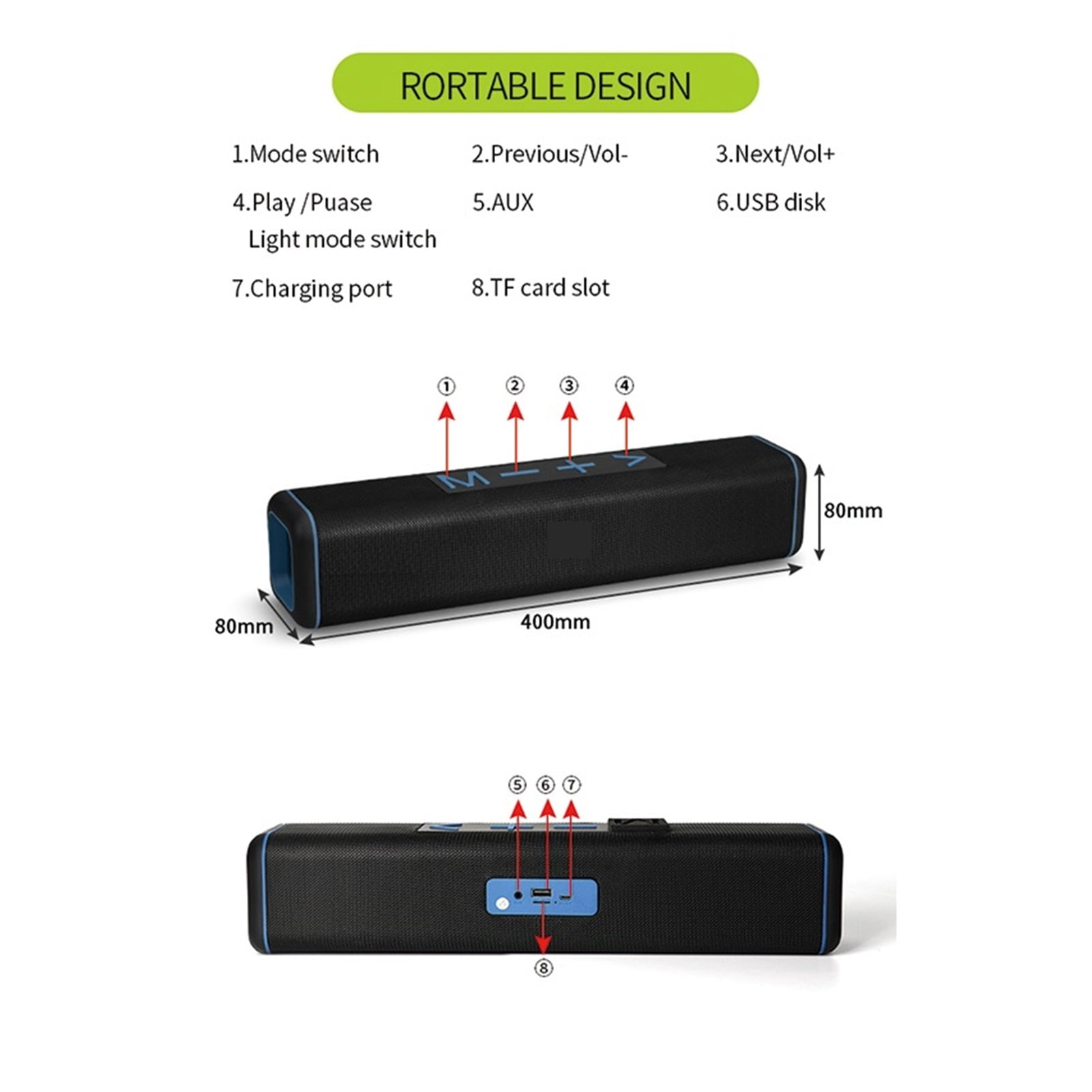Bluetooth Speakers 9D Stereo Sound Bar Computer Speaker PC TV Full Range Soundbar Subwoofer Column Home Theater ,Clear Distortion-Free