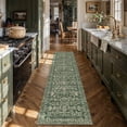 thumbnail image 3 of BERTHMEER 2'x8' Runner Rugs for Hallway Entryway Bathroom Bedroom Laundry Kitchen Non Skid Washable Green Vintage Oriental Traditional Distressed Accent Runner Rugs, 3 of 6
