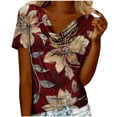 thumbnail image 3 of Otvok Women'S Tops Solid Color Fashionable Pile Collar Breathable Summer Short Sleeved Casual T-Shirt, 3 of 6