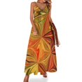 thumbnail image 1 of Vestido sin mangas con estampado retro marrón y amarillo Traje de verano para mujer Vestido largo para mujer, 1 of 7