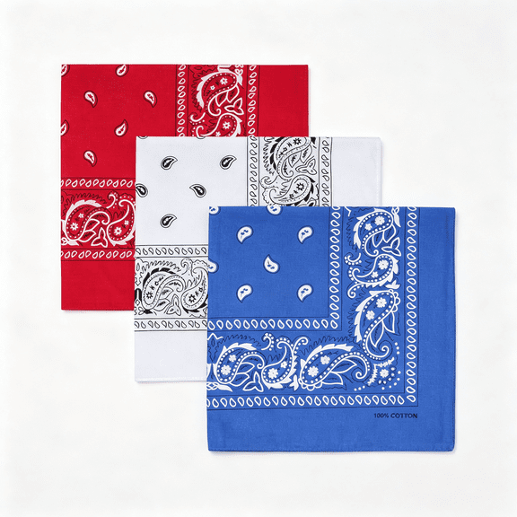 TELOLY 100% Cotton Large Bandanas for Men and Women,22" Paisley Bandana with Multiple Colors Red White and Blue Bandana