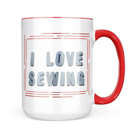 

Neonblond I Love Sewing Fabric Polka Dot Sewing Mug gift for Coffee Tea lovers
