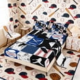 thumbnail image 2 of Erosebridal Navy Black Baseball Patchwork Queen Sheet Sets, Sport Bed Set for Boys and Girls, 4-Piece, 1 Flat Sheet, 1 Fitted Sheet and 2 Pillowcases, 2 of 6