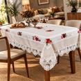 Lace Tablecloth Rectangle 60 X 84 Inch Offwhite Rose Pattern Fabric ...