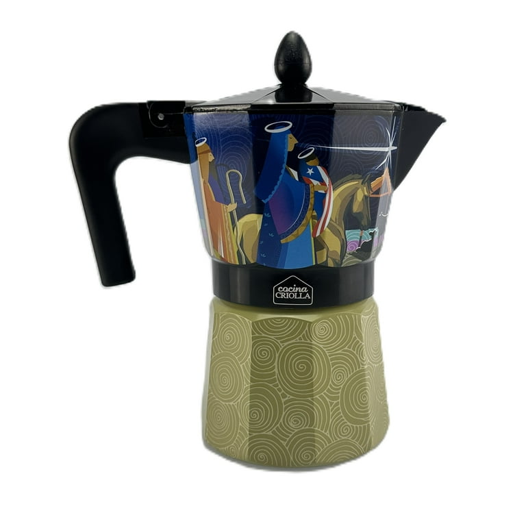 Cocina Criolla 6-Cups Christmas Coffee Maker Greca Puerto Rican