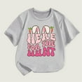 thumbnail image 4 of Girls Shirts Girls Spring Summer Casual Short Sleeve T Shirt Easter Bunny Alphabet Printed Round Neck Comfortable Children's Wear Grey, 6-7 Years, 4 of 7