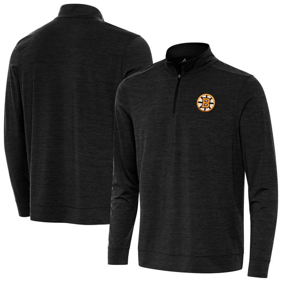Men's Antigua Heather Black Boston Bruins Bright Quarter-Zip Pullover