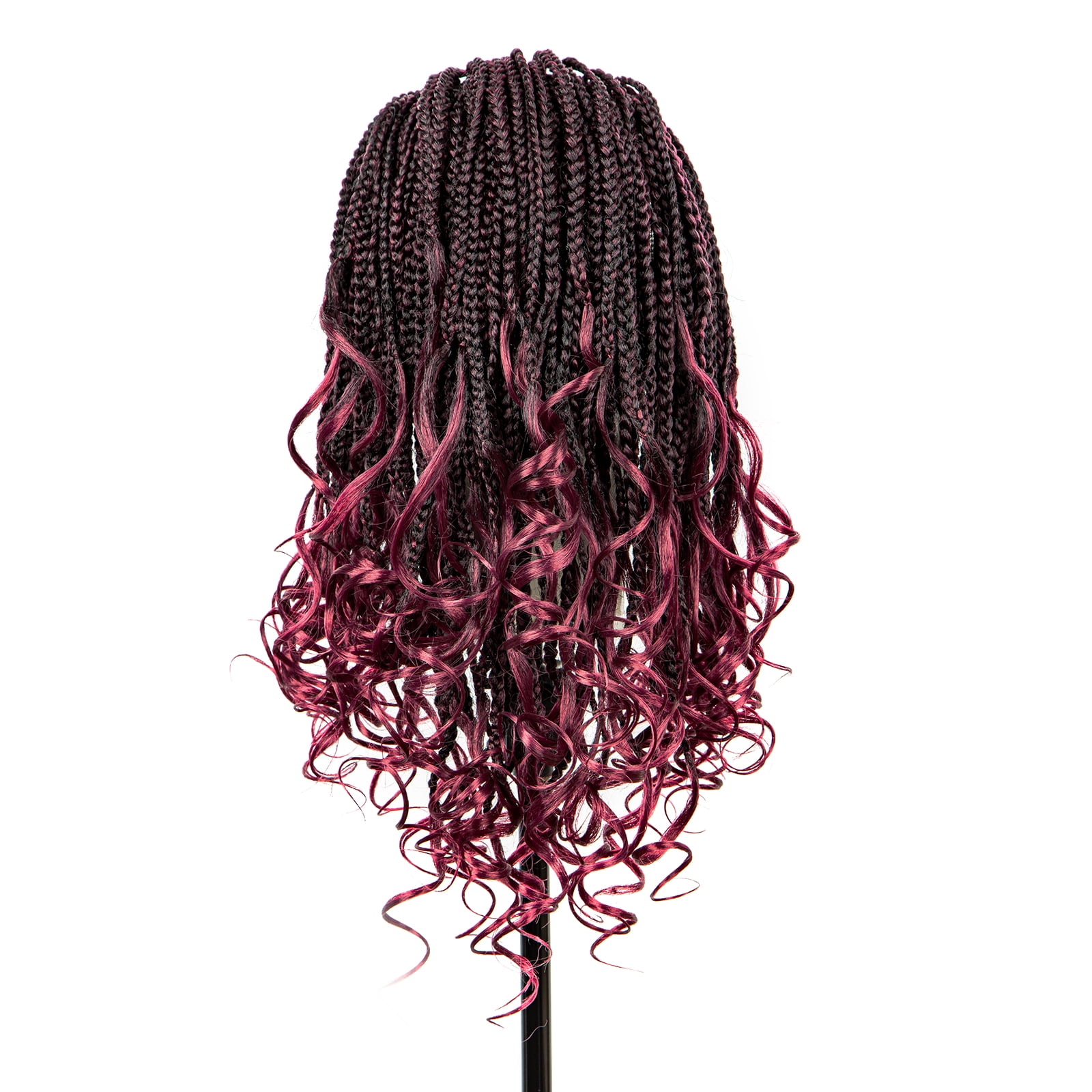 Braided Wigs for Black Women Synthetic Lace Front Wigs Square Knotless Box Braided Wigs Lightweight Cornrow Braid Braiding Hair Wigs 18 inches (1B/BUG Color)