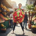 thumbnail image 5 of Hsqqdc 1PC Adult Cute Funy Fruit Print Outfit Set , Unisex Pitaya Pattern Jumpsuit,One Size, 5 of 7