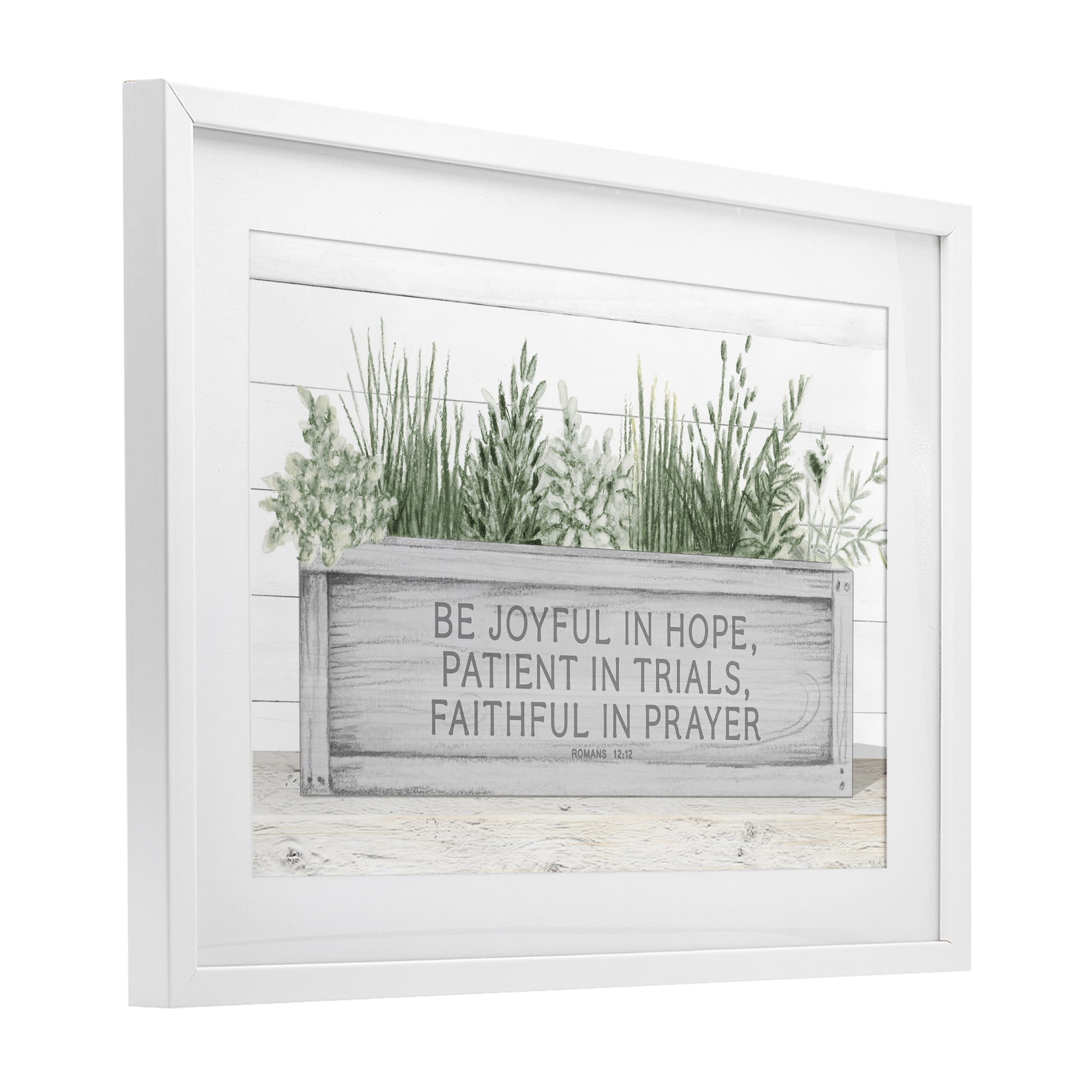 Stupell Industries Be Joyful Flower Box White Framed Print Under Glass, design by Janice Gaynor