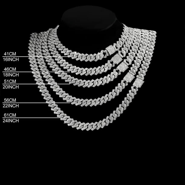 Iced Out 14mm Prong Cuban Link Chain Necklace For Women Bling