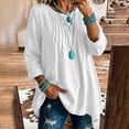 thumbnail image 2 of Tqcoqu Women's Cotton Linen Long Sleeve Loose Tunic Blouse,Round Neck Pleated Front Tops,2026 Spring Fall Trendy Clothes,White Women's S-XXXL, 2 of 10