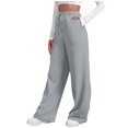 thumbnail image 4 of WENWU Pants for Women Ladies Casual Pants Light Gray Pants Womens Comfortable Pants High Waisted Wide Leg Pants Women Summer Pants, 4 of 9