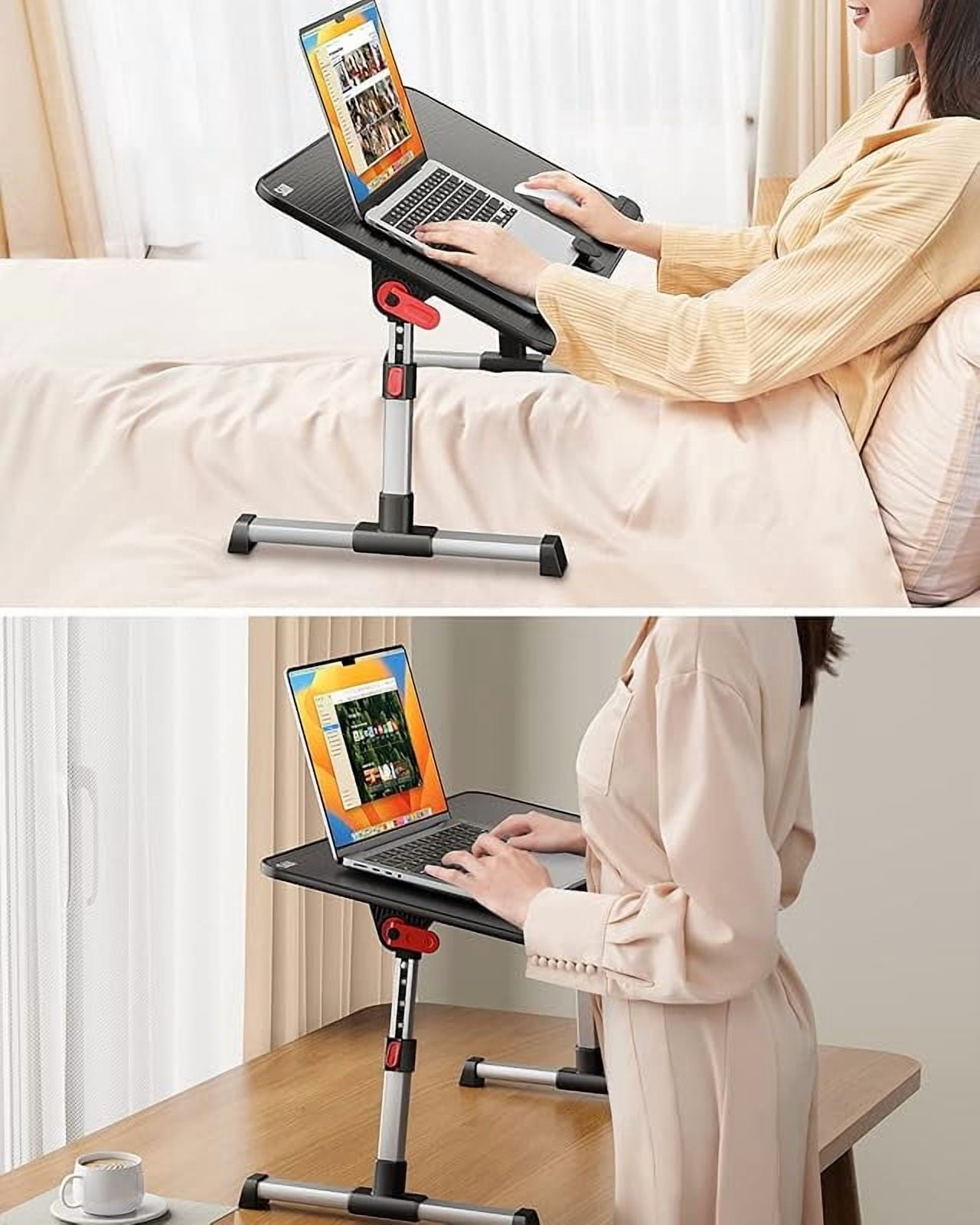 Laptop Desk Table, Adjustable Laptop Stand, Portable Lap Desks with Foldable Legs, Notebook Standing Breakfast Tray Reading Desk for Sofa Couch Bed Floor (Black,Medium Size)