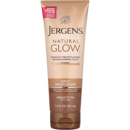 jergens glow natural tan medium moisturizer daily oz tones skin fl walmart