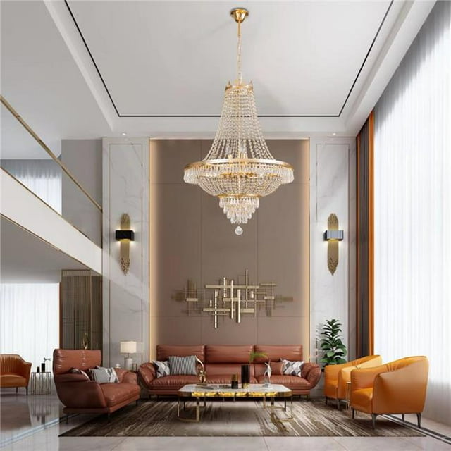 HomeRoots 475565 Classy Glam Gold Faux Crystal Chandelier
