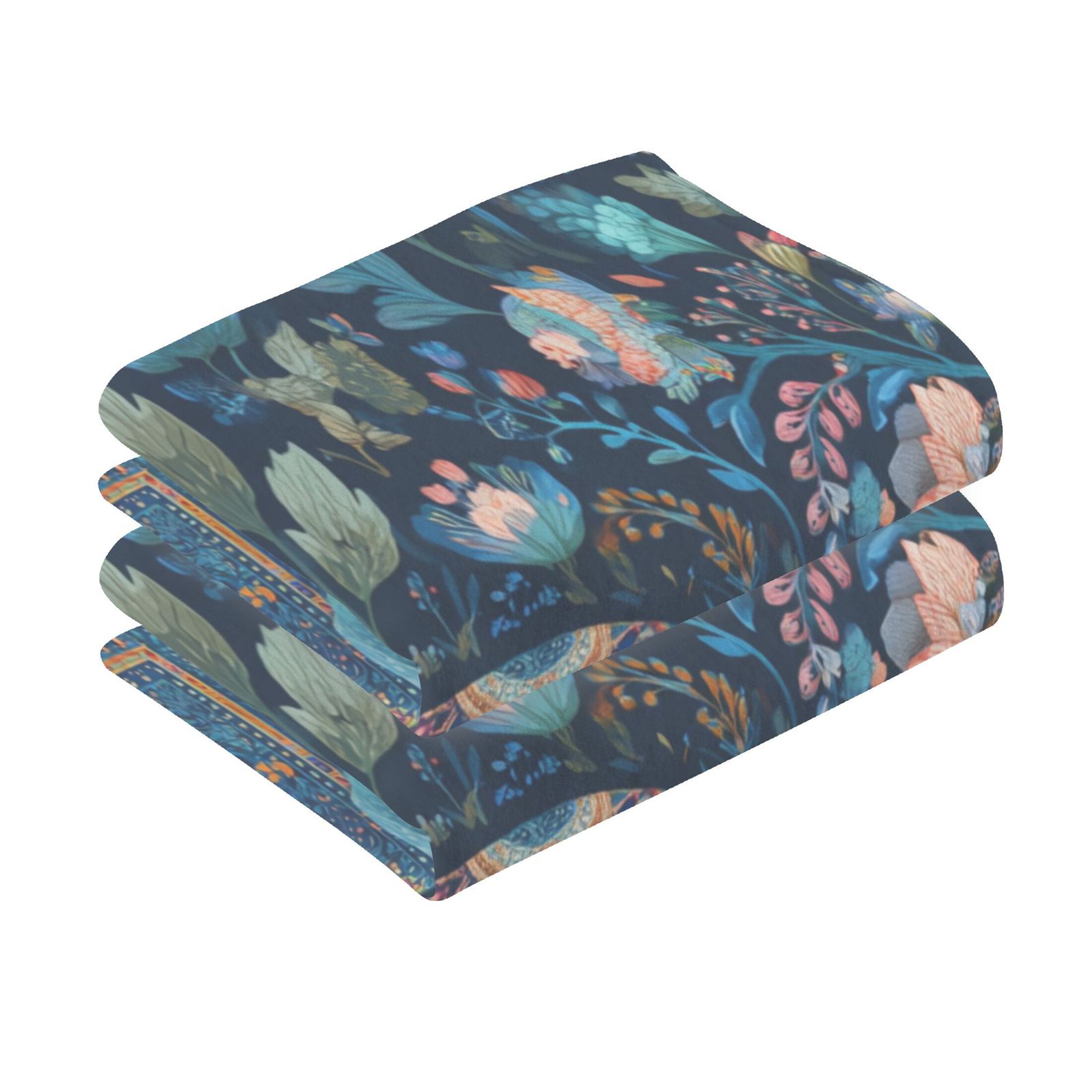2 Pieces of Cotton Towel Face Towel Set Hand Towel Bath Towel Cotton Bath Towel Sets Cartoon Blue Elephant