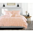thumbnail image 1 of King Comforter Multi Ruffle Peach 300 GSM Plush Siliconized Microfiber Fill Duvet Insert With 1000 Thread Count Egyptian Cotton Shell Fluffy with Piping & Pillowcases, 1 of 6
