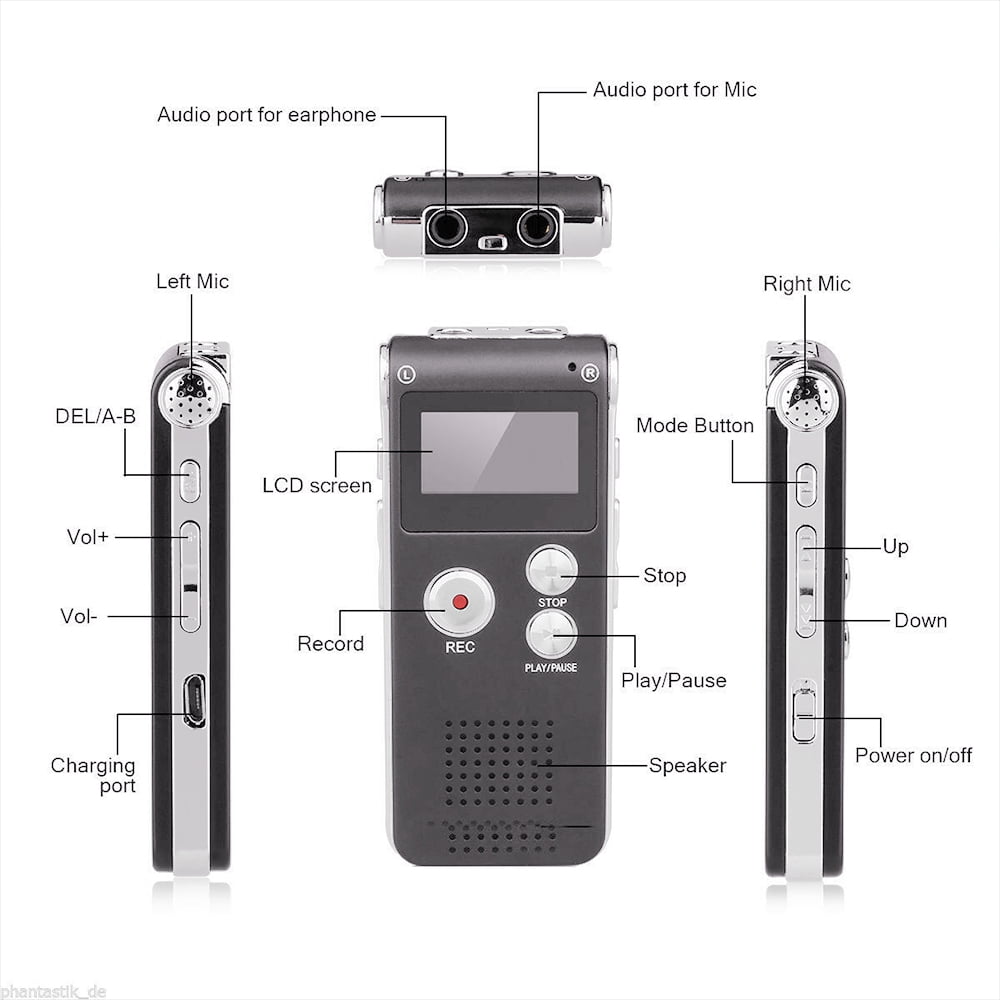 Digital Voice Recorder Voice Activated Recorder for Meetings, Interviews 16GB Audio Recorder Mini Portable Tape Dictaphone with Playback