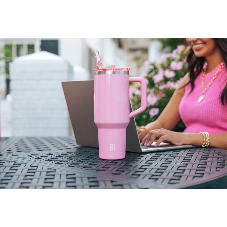 Swiss Tech Insulated Ceramic Tumbler 40 oz Pink Triple Wall