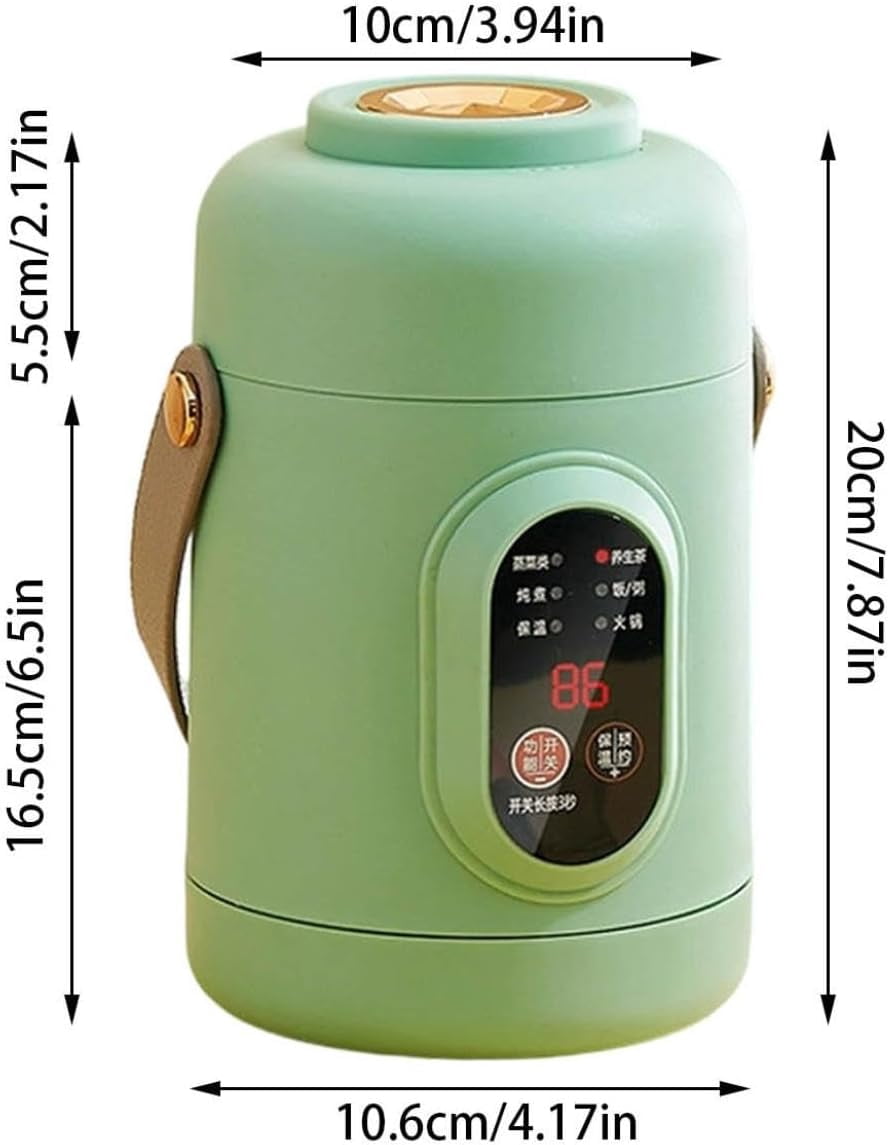 Multifunctional Health Pot, Small Slow Cooker with 12-Hour Reservation, 500W Portable Mini Electric Cooker with Ceramic Glaze Inner & Steamer for Porridge, Rice, Soup & Steaming